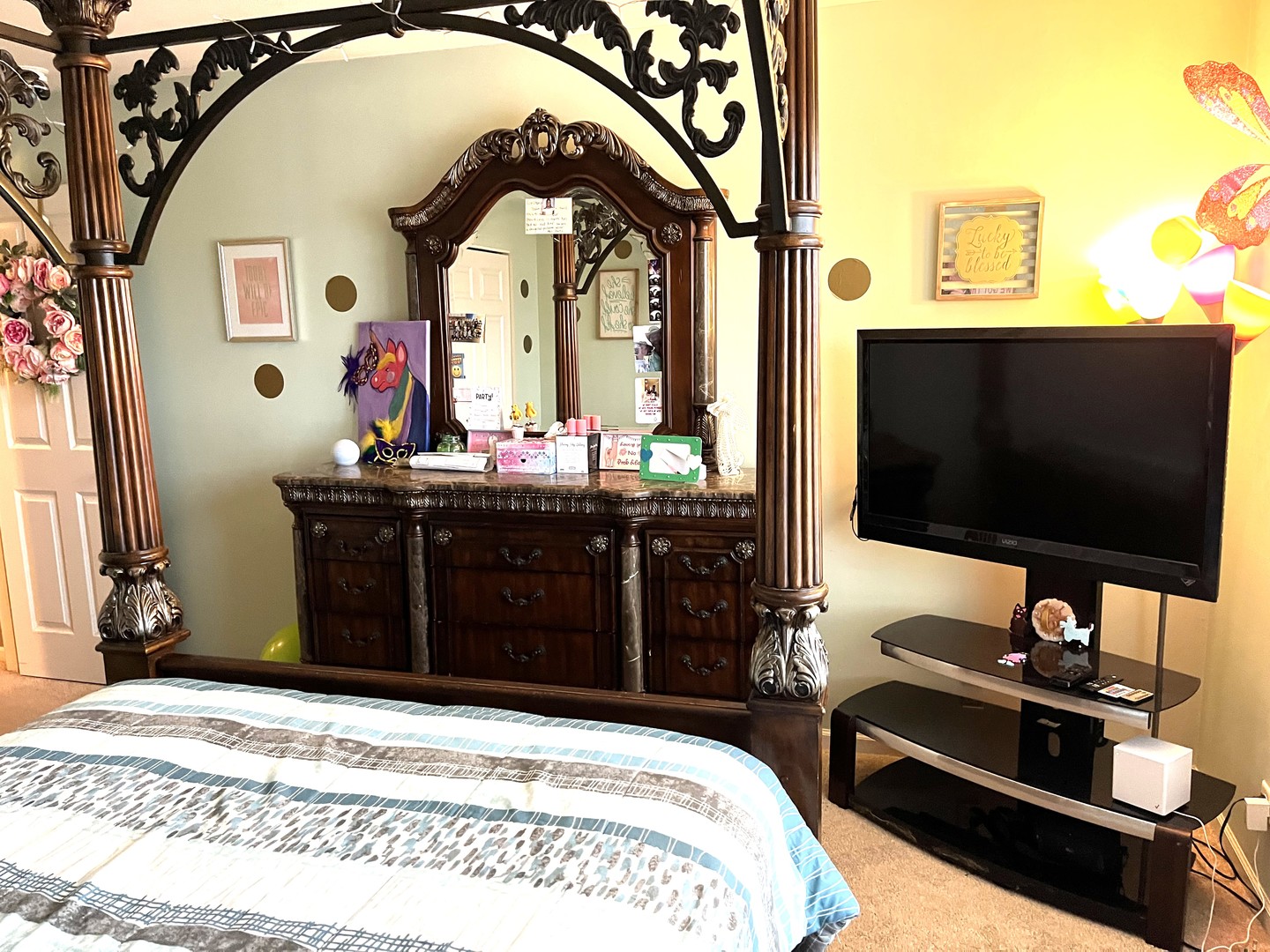 2402 Georgetown Circle Aurora, IL 60503 - Photo 18 of 23 a bedroom with a bed and a flat screen tv