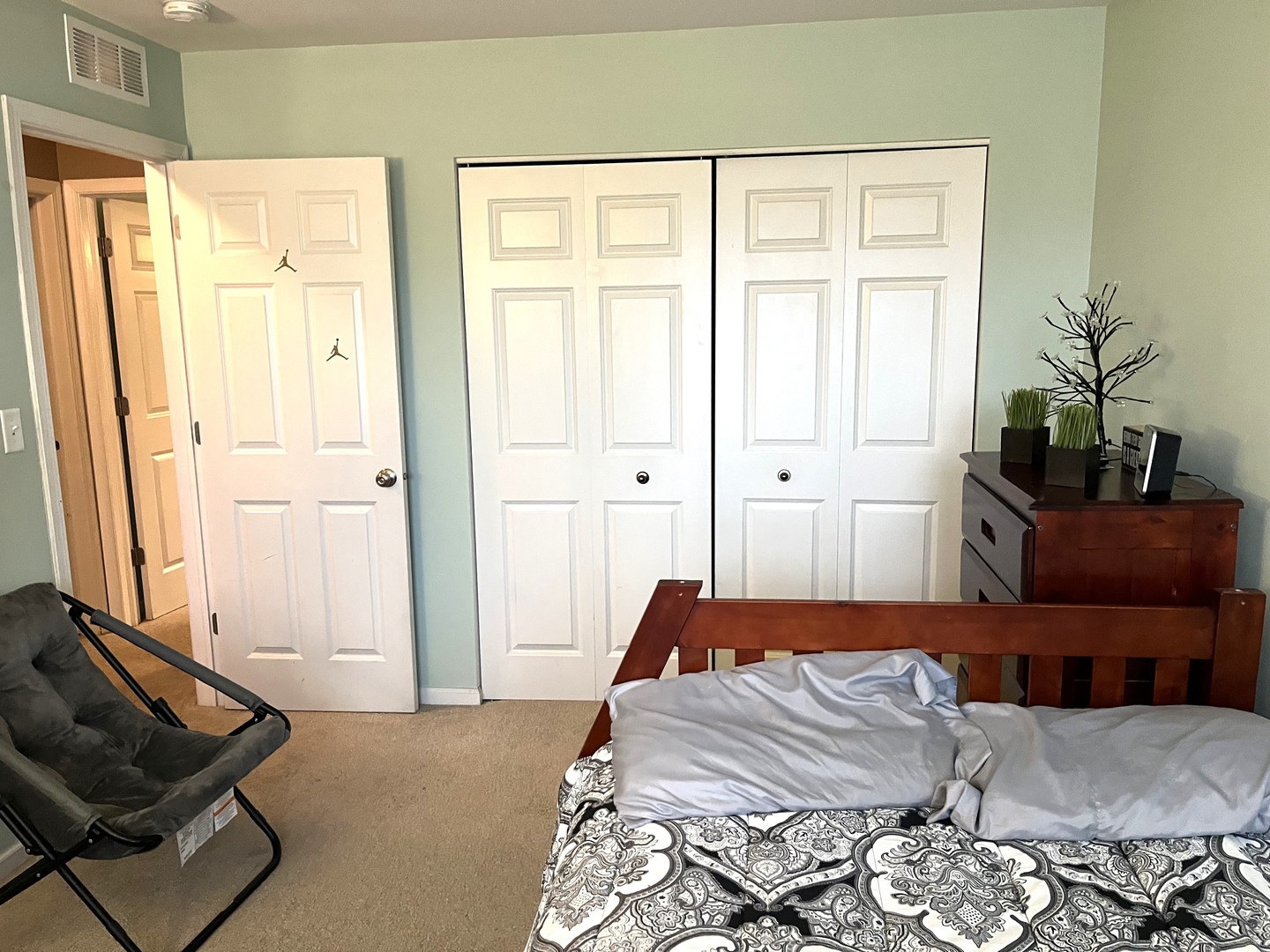 2402 Georgetown Circle Aurora, IL 60503 - Photo 20 of 23 a bedroom with a bed and a potted plant