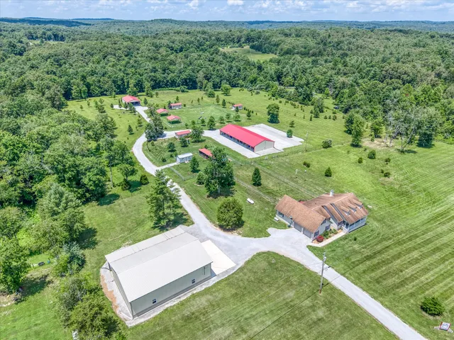 an aerial view of a house