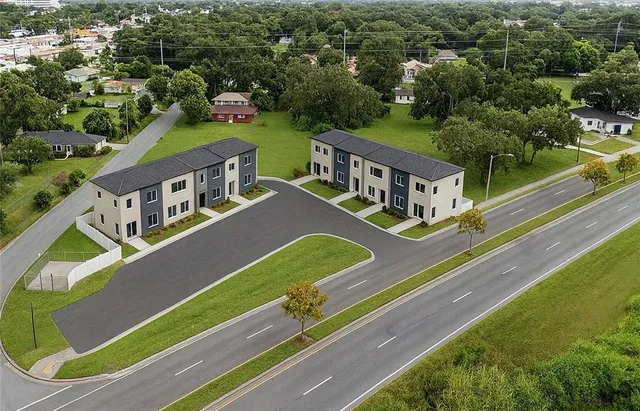 an aerial view of a house