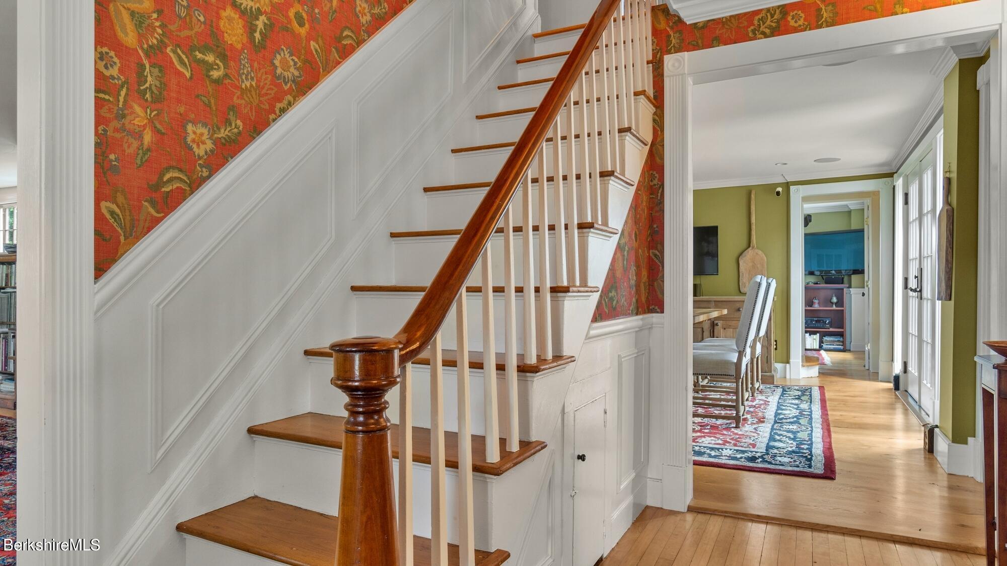 500 Devon Road Lee, MA 01238 - Photo 30 of 59 a view of staircase with wooden floor and a rug
