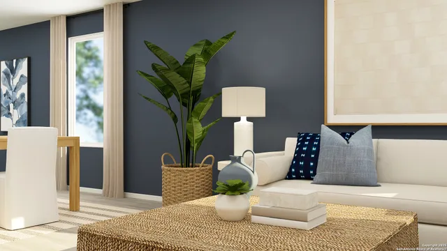 a living room with furniture