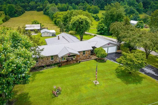 an aerial view of a house