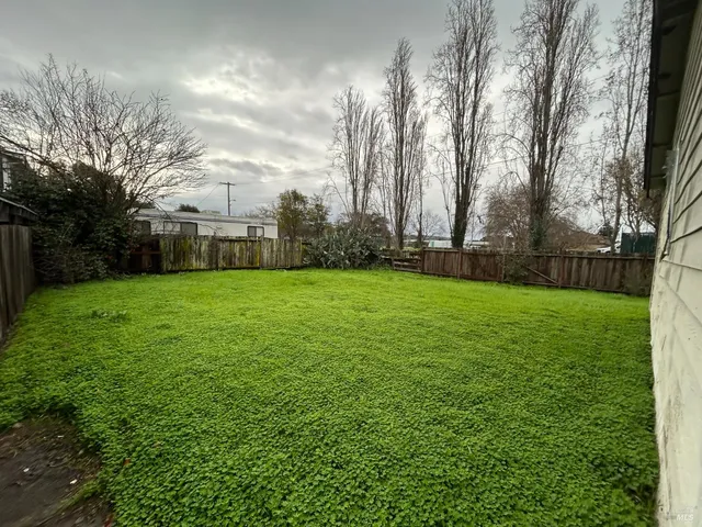 a view of a field of grass and trees
