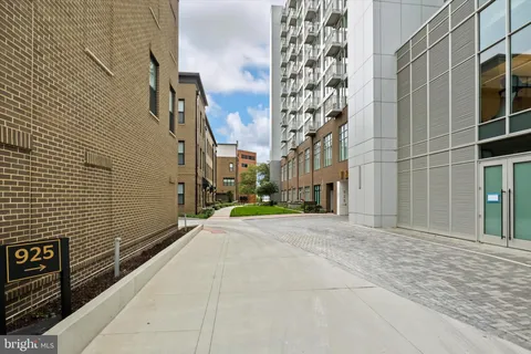 a view of a pathway both side of building