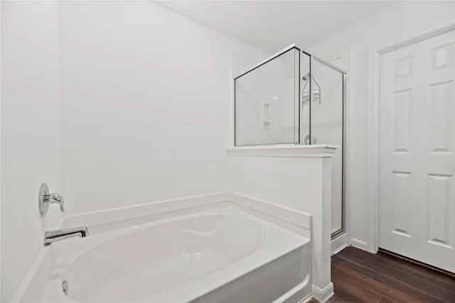 a bathroom with a bathtub