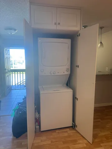 a room with a washer and dryer