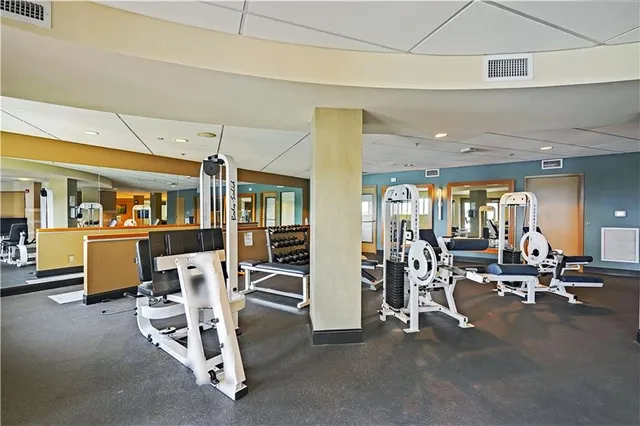 a view of a room with gym equipment