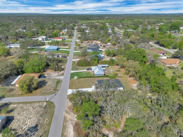 a view of a green field with lots of bushes