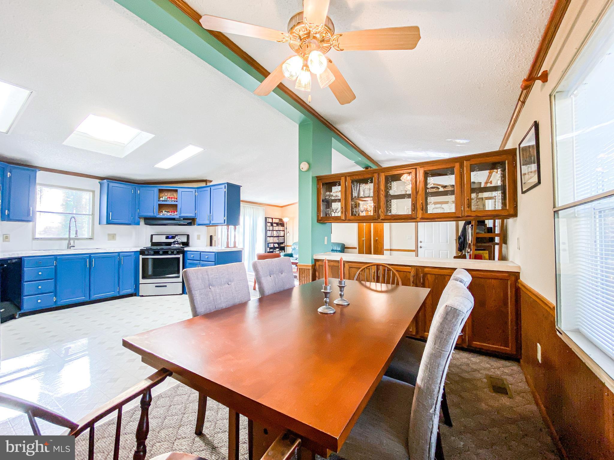 Dining area looking into kitchen