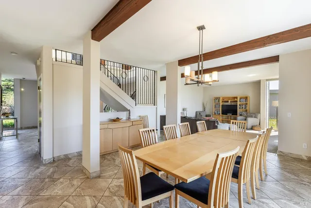 a view of a dining room and livingroom