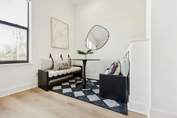 a living room with furniture