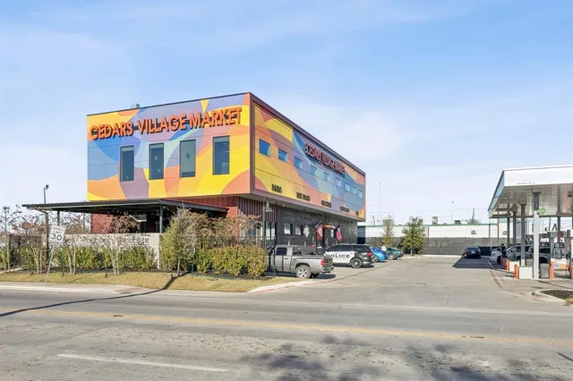 a front view of a building with street