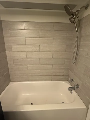 a bathroom with a bathtub