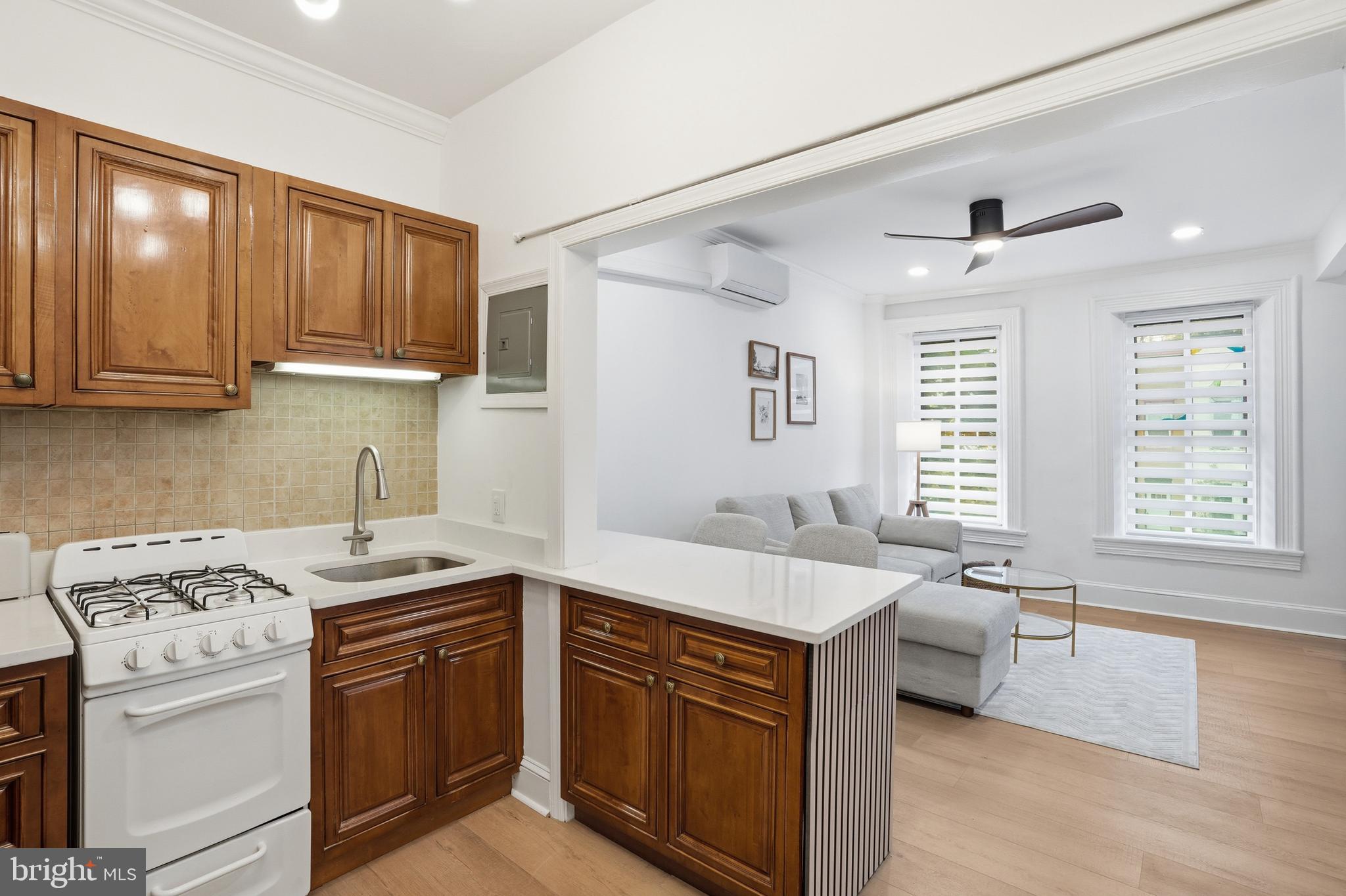 313 C Street Southeast Washington, DC 20003 - Photo 10 of 47 a kitchen with a stove a sink and a microwave