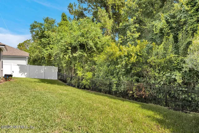 a view of a yard with a tree