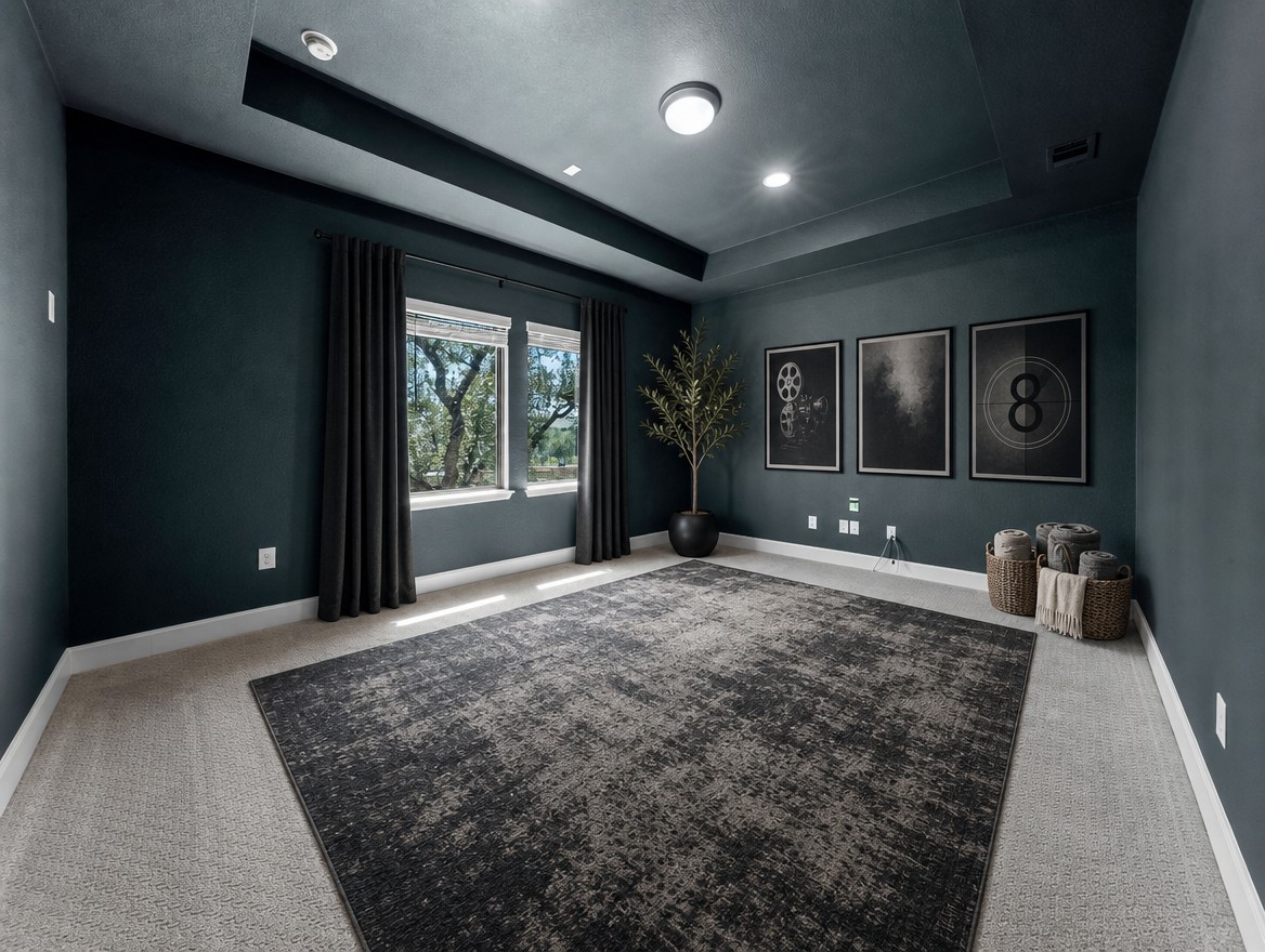 1440 Riva Ridge Drive Leander, TX 78641 - Photo 22 of 37 A well-lit room offers versatility for various uses, featuring windows with exterior views and a layered rug over soft carpeting.