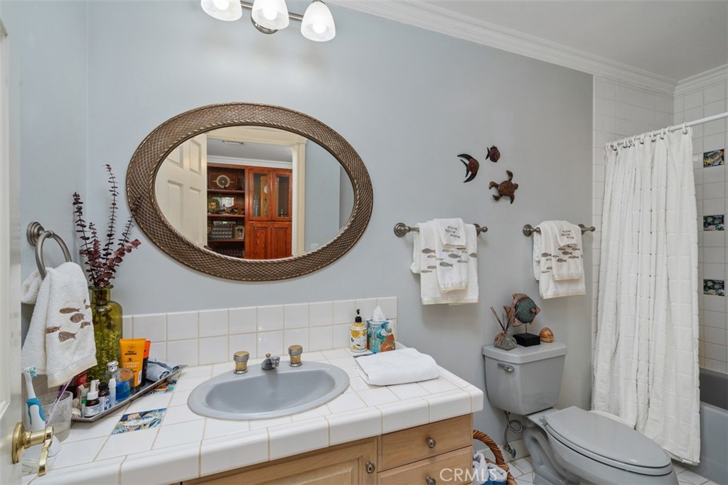 315 Old Ranch Road Sierra Madre, CA 91024 - Photo 27 of 42 a bathroom with a toilet a sink and a mirror
