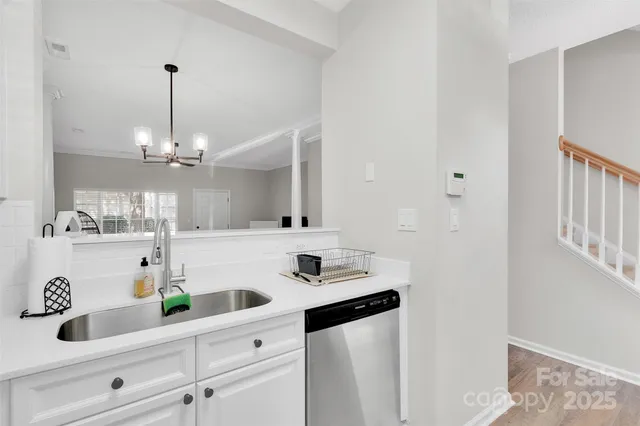 a bathroom with a sink a potted plant and a shower