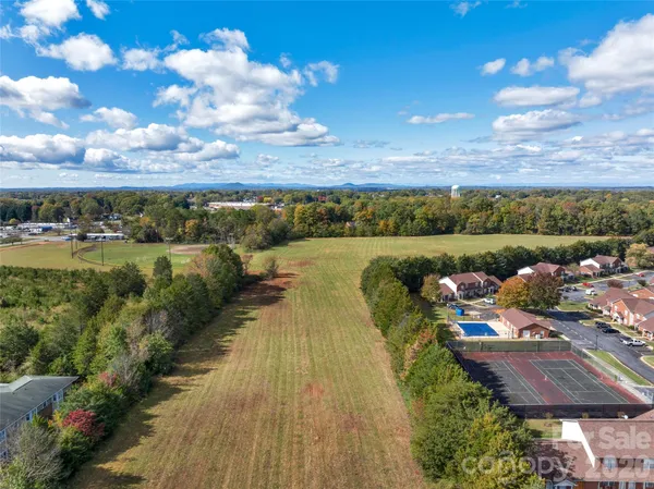 a view of a lake in middle of the town