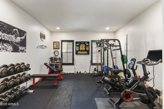 a view of a room with gym equipment