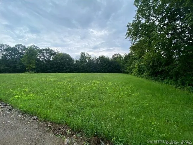 a view of a green field with wooden fence