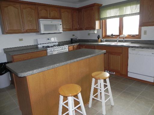 3392 Dredge Road Paw Paw, IL 61353 - Photo 6 of 18 a kitchen with stainless steel appliances granite countertop a sink a stove a window and white cabinets