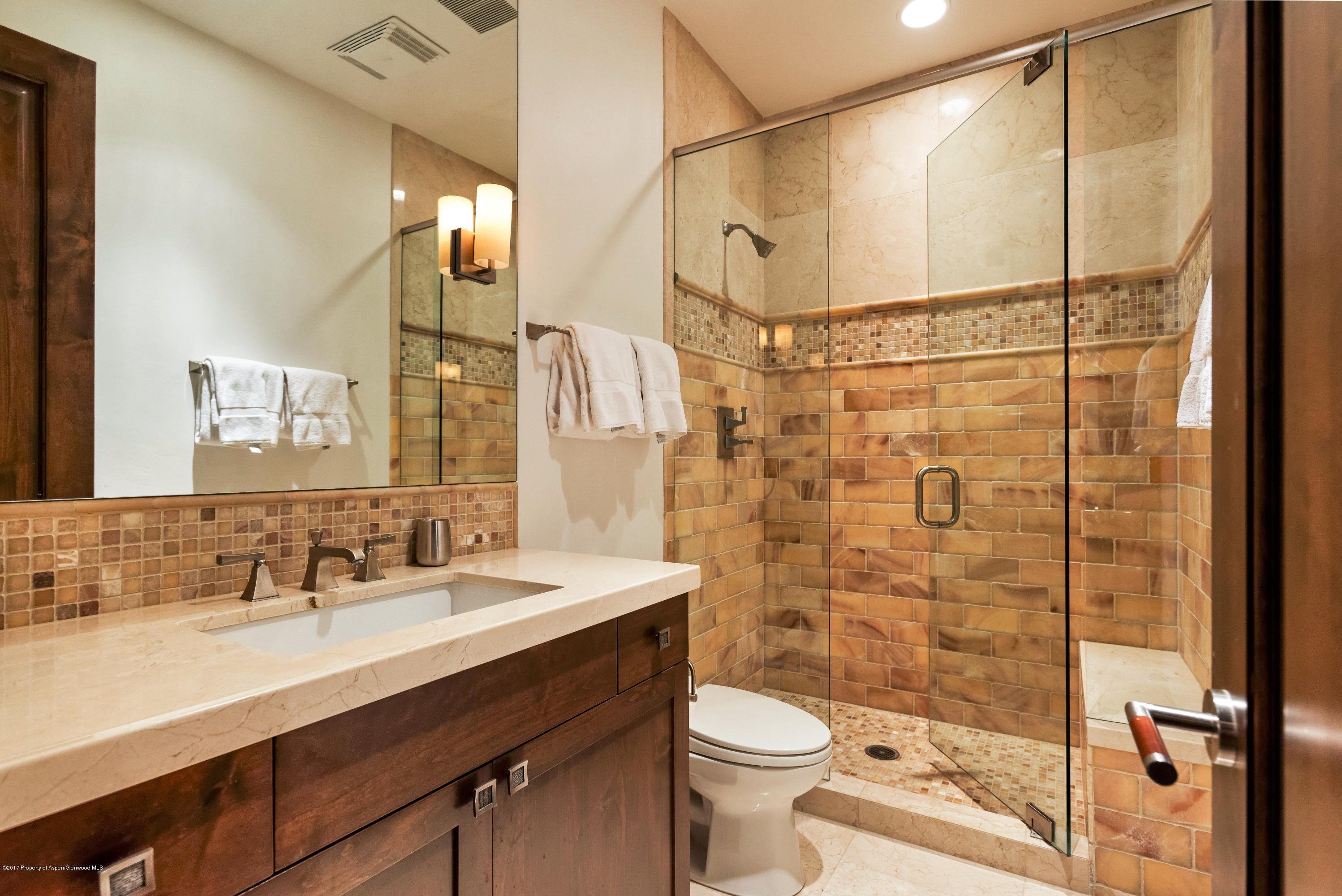 566 Race Street Aspen, CO 81611 - Photo 24 of 26 a bathroom with a sink a toilet and shower