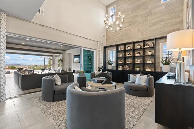 a view of a balcony with furniture