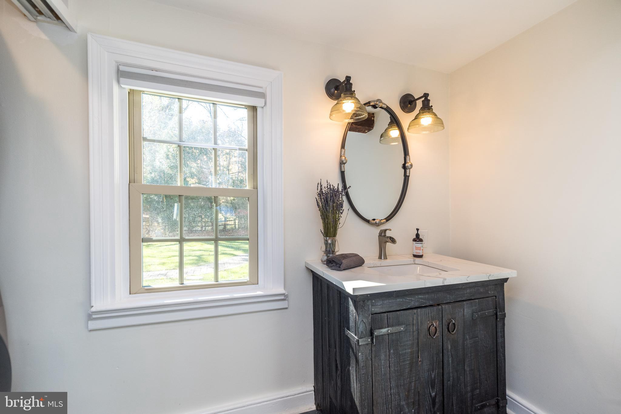 1442 River Road Upper Black Eddy, PA 18972 - Photo 28 of 65 a bathroom with a sink and a mirror