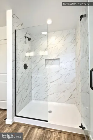 a bathroom with a shower
