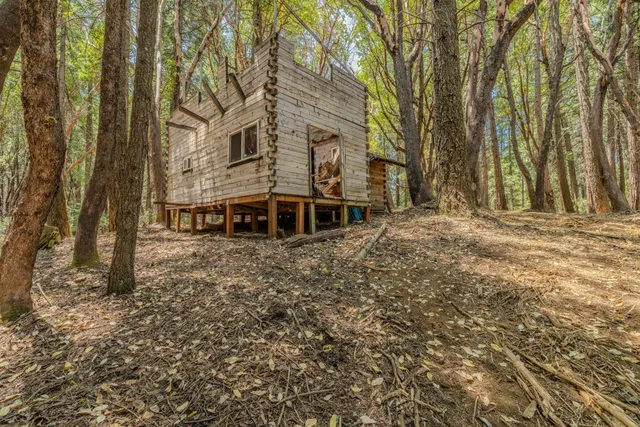 front view of a building with a trees