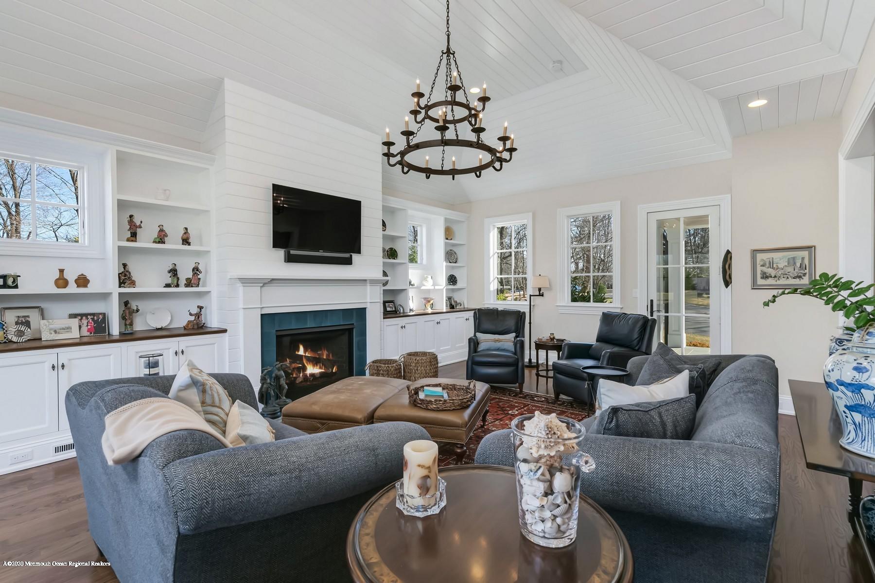 96 Ridge Road Rumson, NJ 07760 - Photo 14 of 37 Great Rm w Shiplap - Built-ins & Gas FP