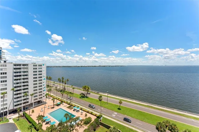 a view of a balcony with mountain view