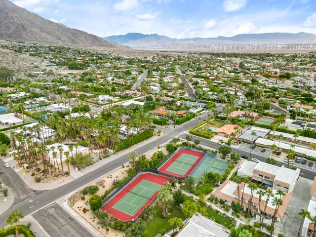 a view of an outdoor space with a mountain