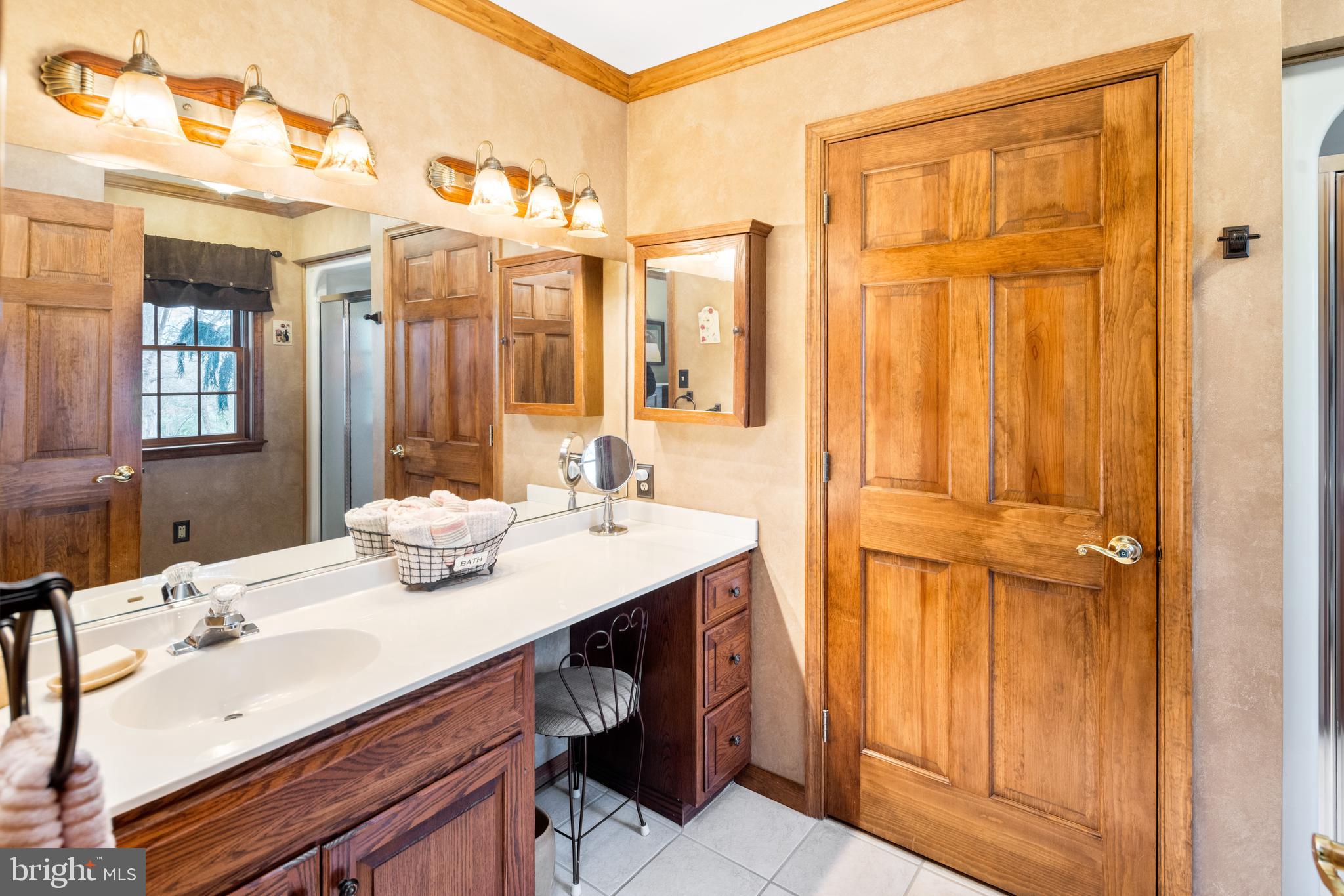 3556 Smith Road Furlong, PA 18925 - Photo 18 of 57 a bathroom with a sink a mirror and a shower