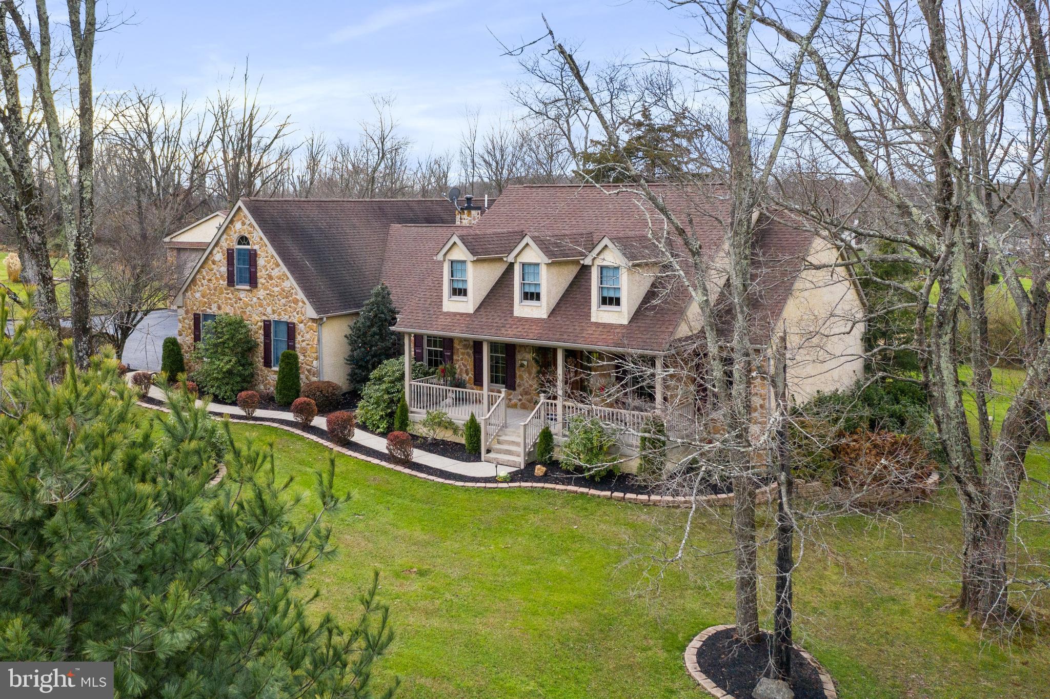 3556 Smith Road Furlong, PA 18925 - Photo 54 of 57 a aerial view of a house with swimming pool a yard and a fountain