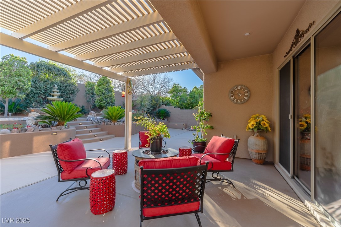 17 Chatmoss Road Henderson, NV 89052 - Photo 39 of 58 View of patio / terrace with a pergola and fence