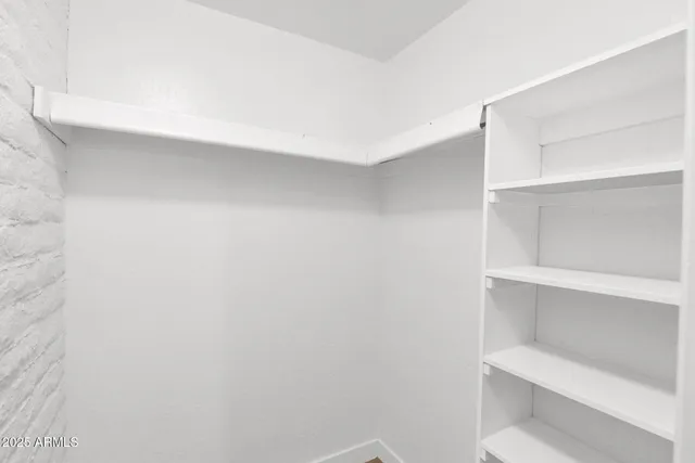 a view of an empty walk in closet