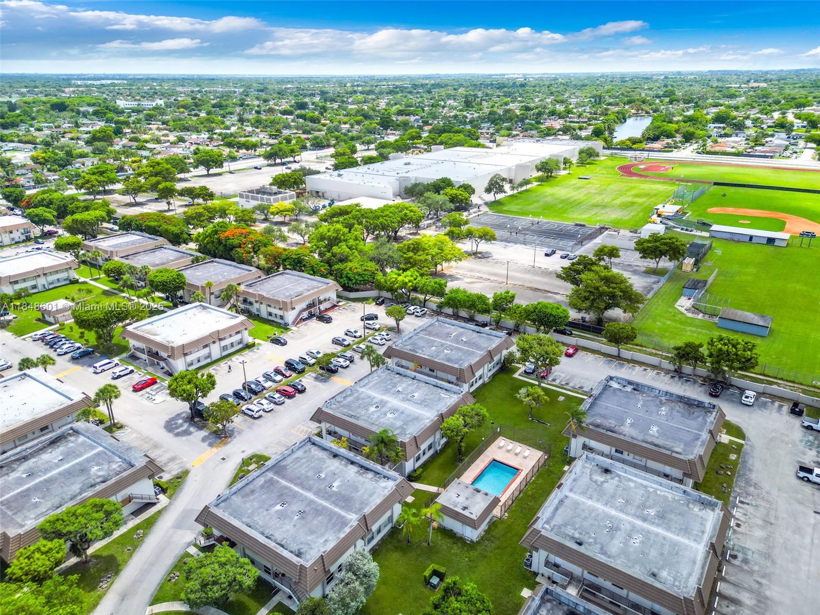 6911 Southwest 129th Avenue, Unit 2 Miami, FL 33183 - Photo 22 of 30 an aerial view of a city with lots of residential buildings and mountain view in back