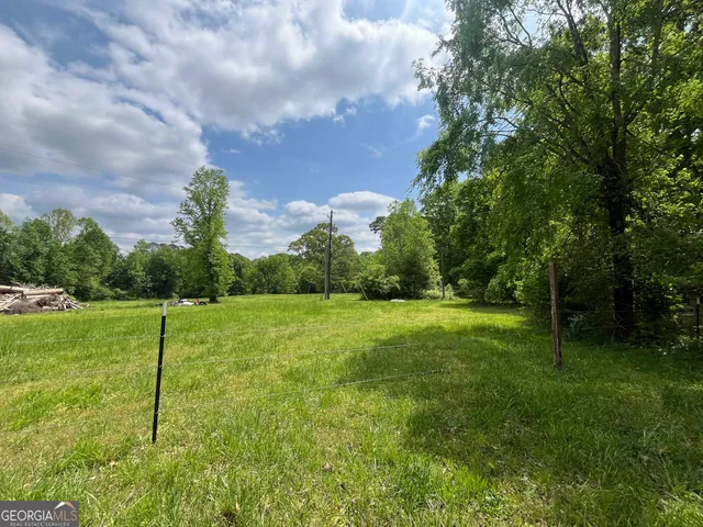 a view of a garden with a slide