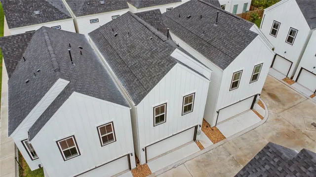 a aerial view of a house with roof