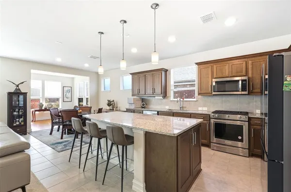 a kitchen with lots of counter top space