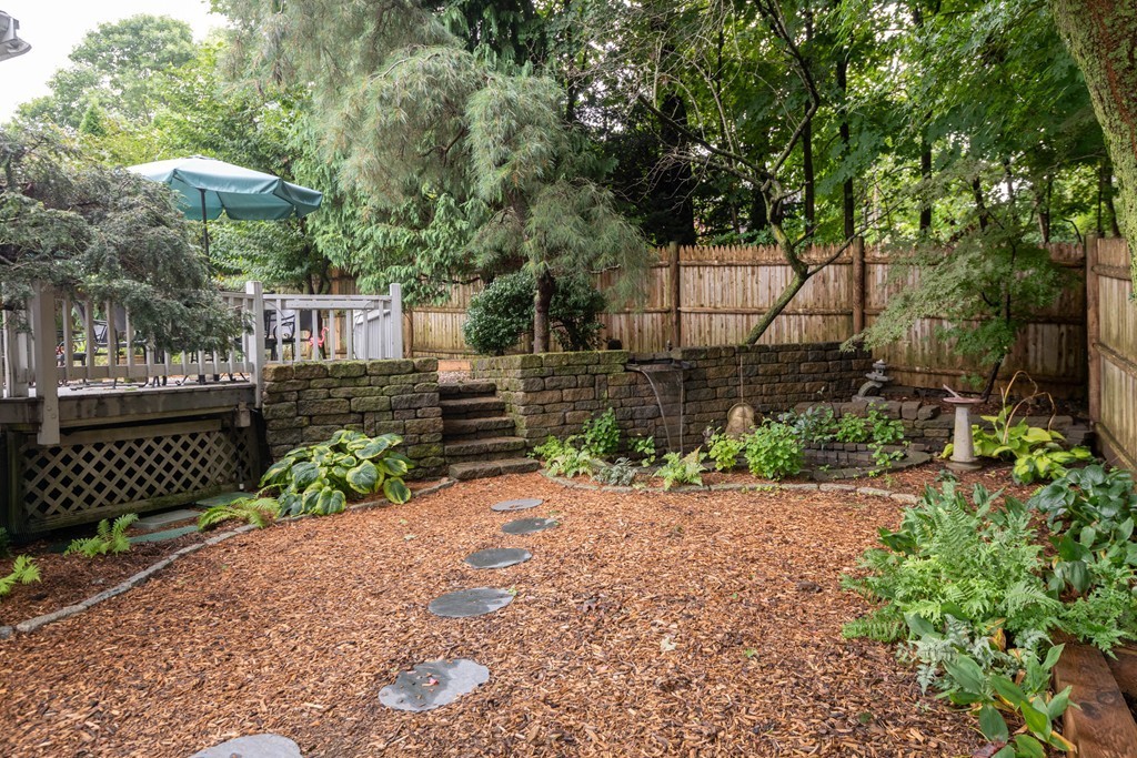 24 Hawthorn Road Marblehead, MA 01945 - Photo 5 of 30 a view of a backyard with a garden