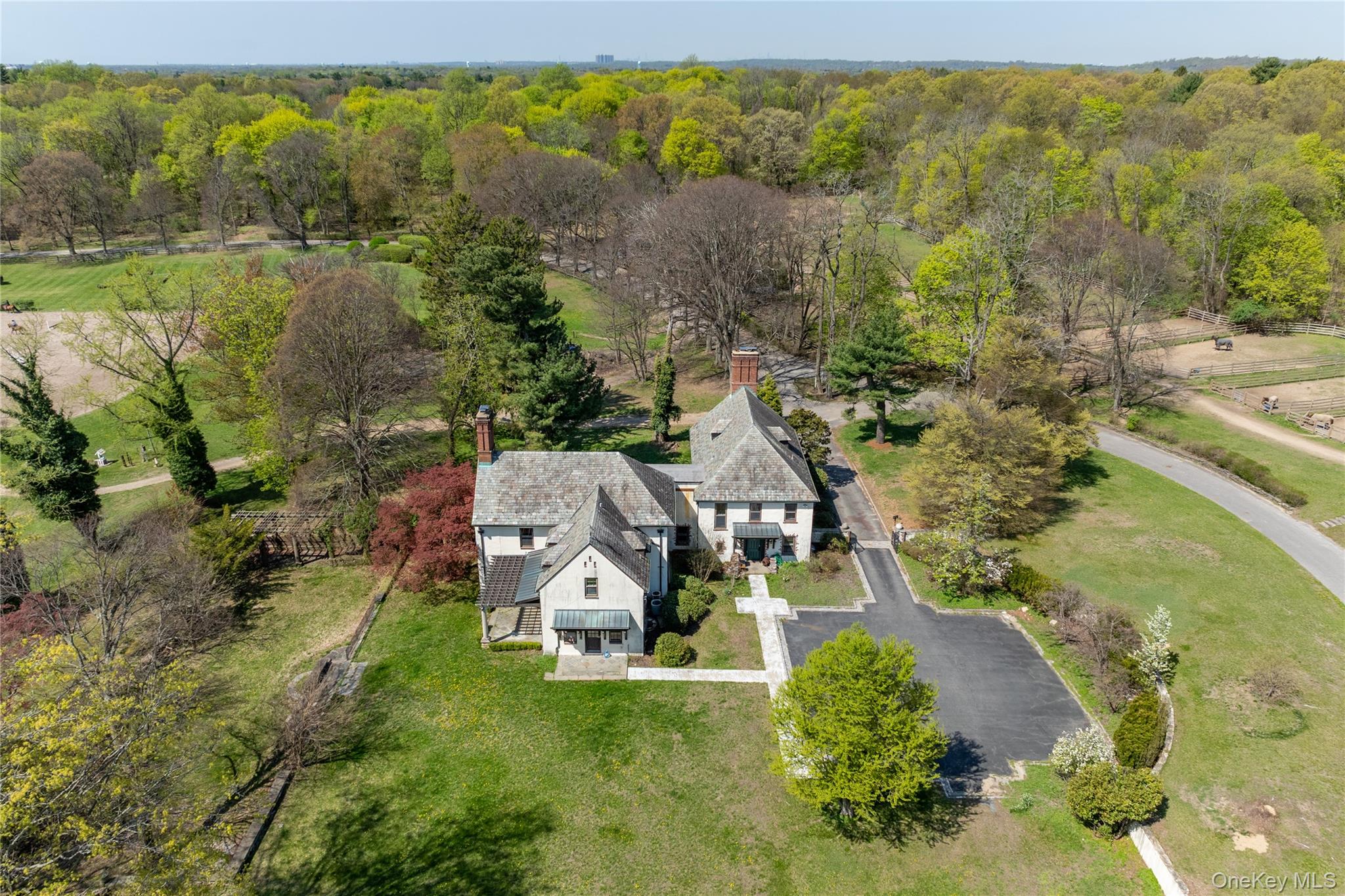 203 Store Hill Road Old Westbury, NY 11568 - Photo 10 of 50 an aerial view of a house with a yard and lake view