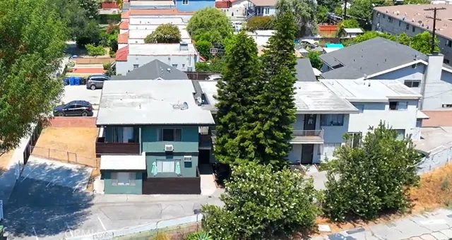 an aerial view of a house
