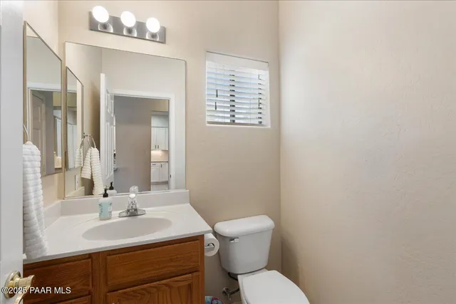 a bathroom with a toilet a sink and a mirror