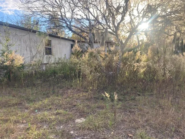 a backyard of a house with lots of green space