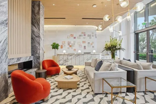 a living room with furniture