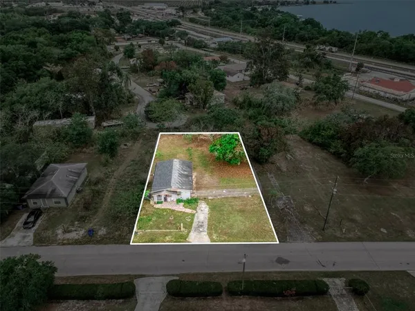 an aerial view of a house